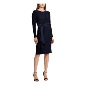 NWT RALPH LAUREN Womens Navy Long Sleeve Knee Length Body Con Dress size 10